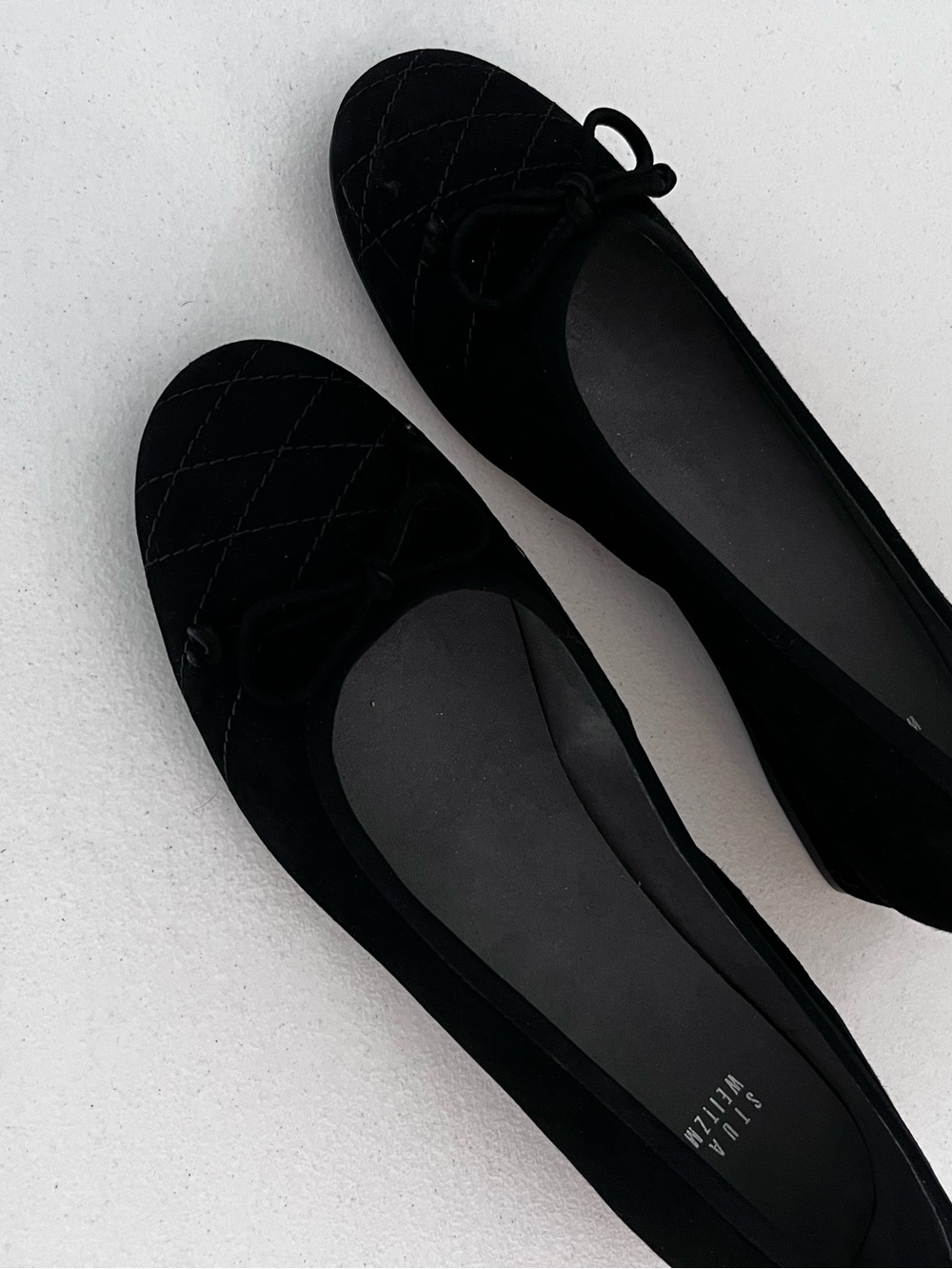 Stuart Weitzman Black Quilted Bow Ballet Flats